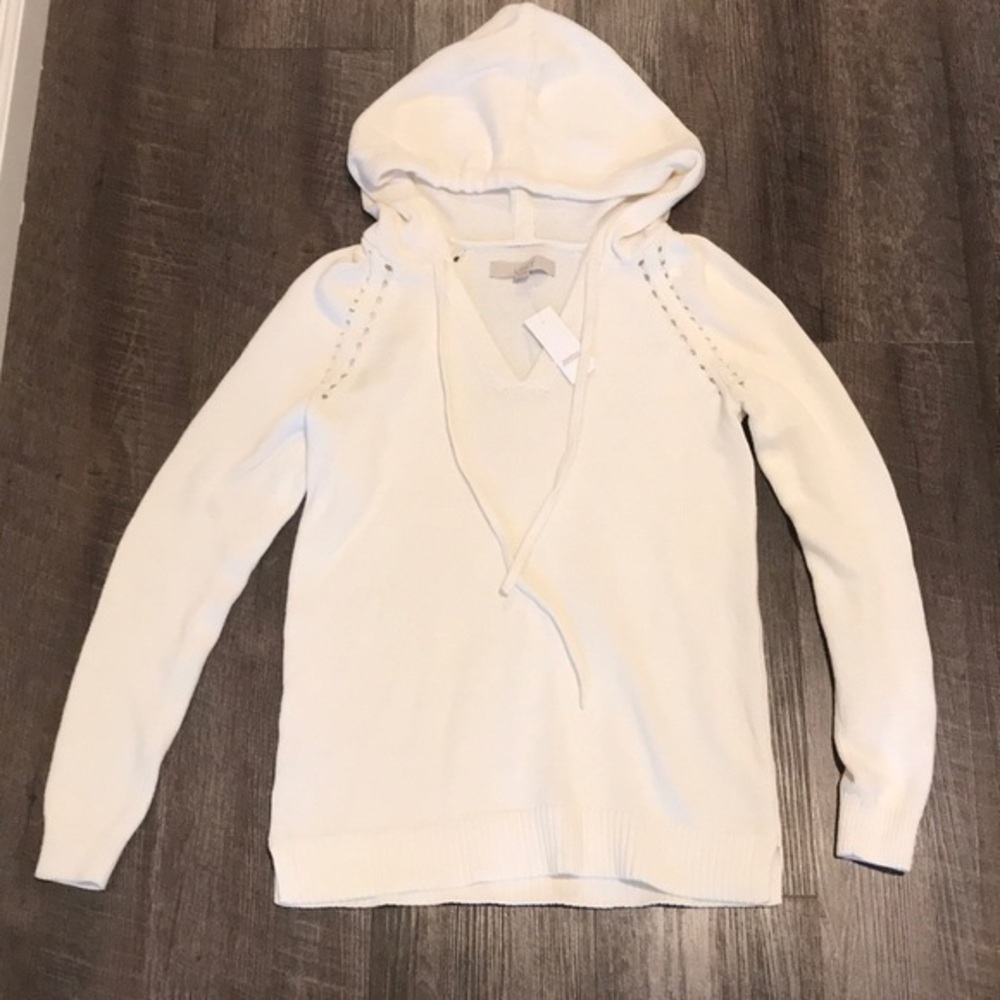 The loft hooded knit pullover in Ivory❗️
